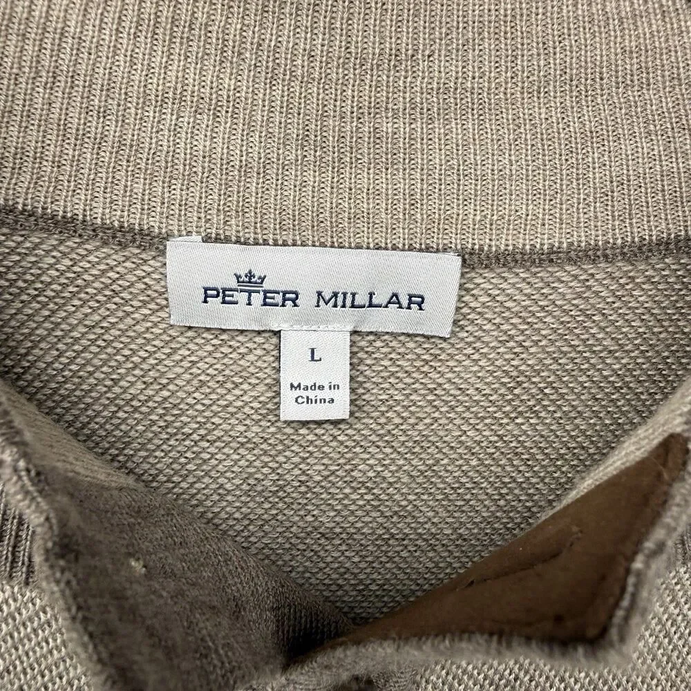 Peter Millar Italian Merino Wool Henley Sweater Mens Large Quiet Luxury Taupe